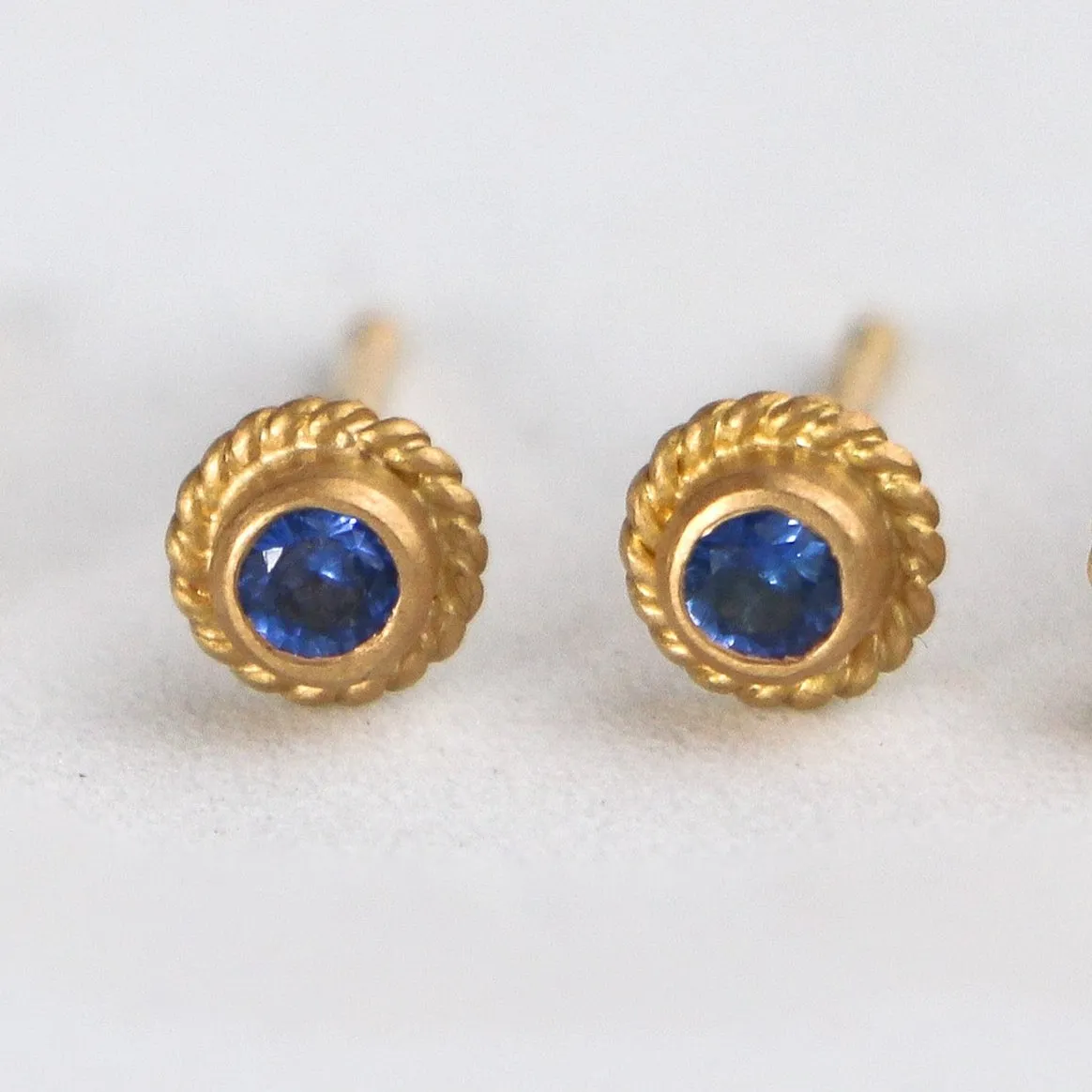 Holly Blue Sapphire Studs in 20K Peach Gold