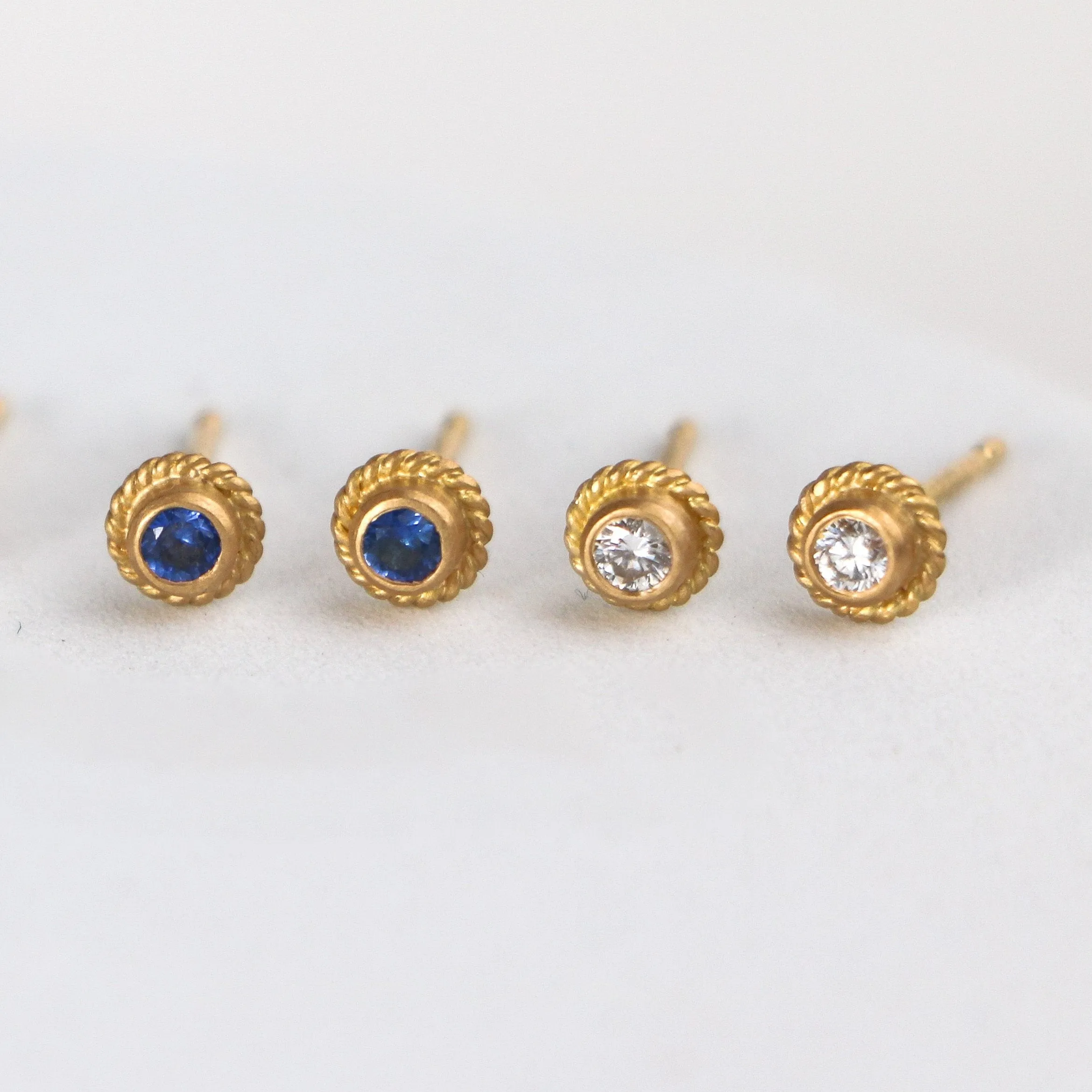 Holly Blue Sapphire Studs in 20K Peach Gold