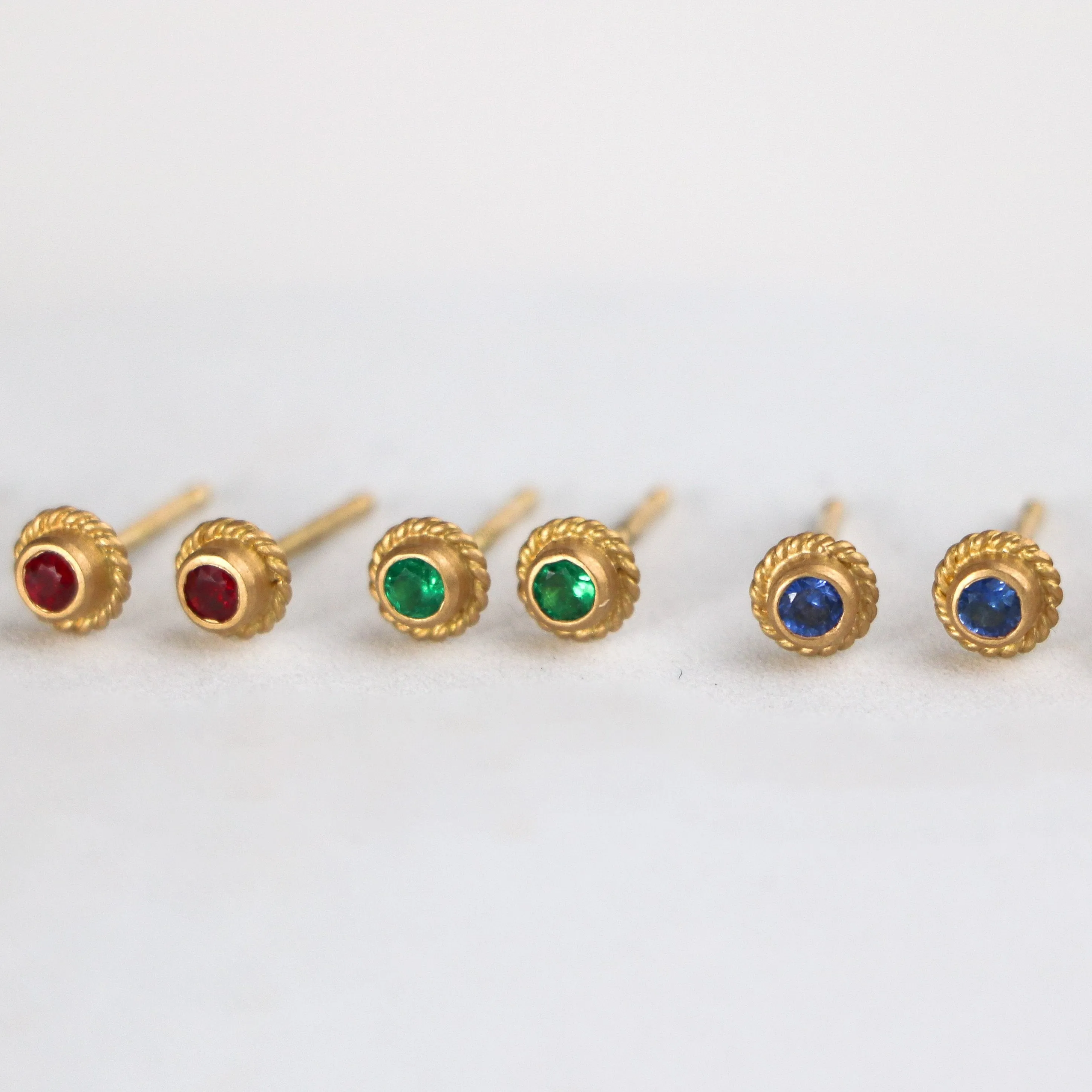Holly Emerald Studs in 20K Peach Gold