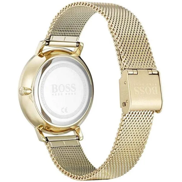 HUGO BOSS Infinity Gold Mesh Bracelet Gold Dial Quartz Watch for Ladies - 1502520