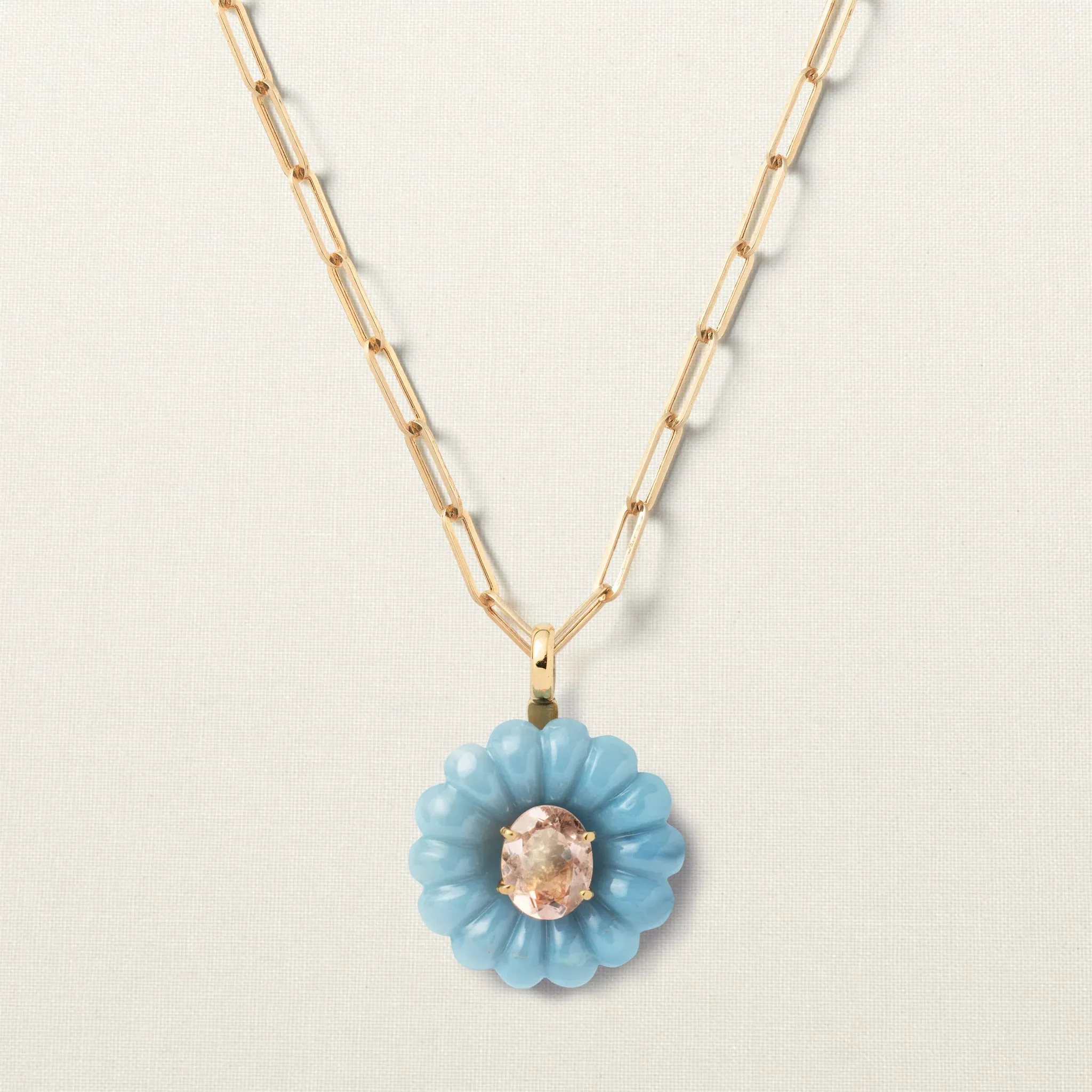 Hura Pendant Blue Opal Morganite