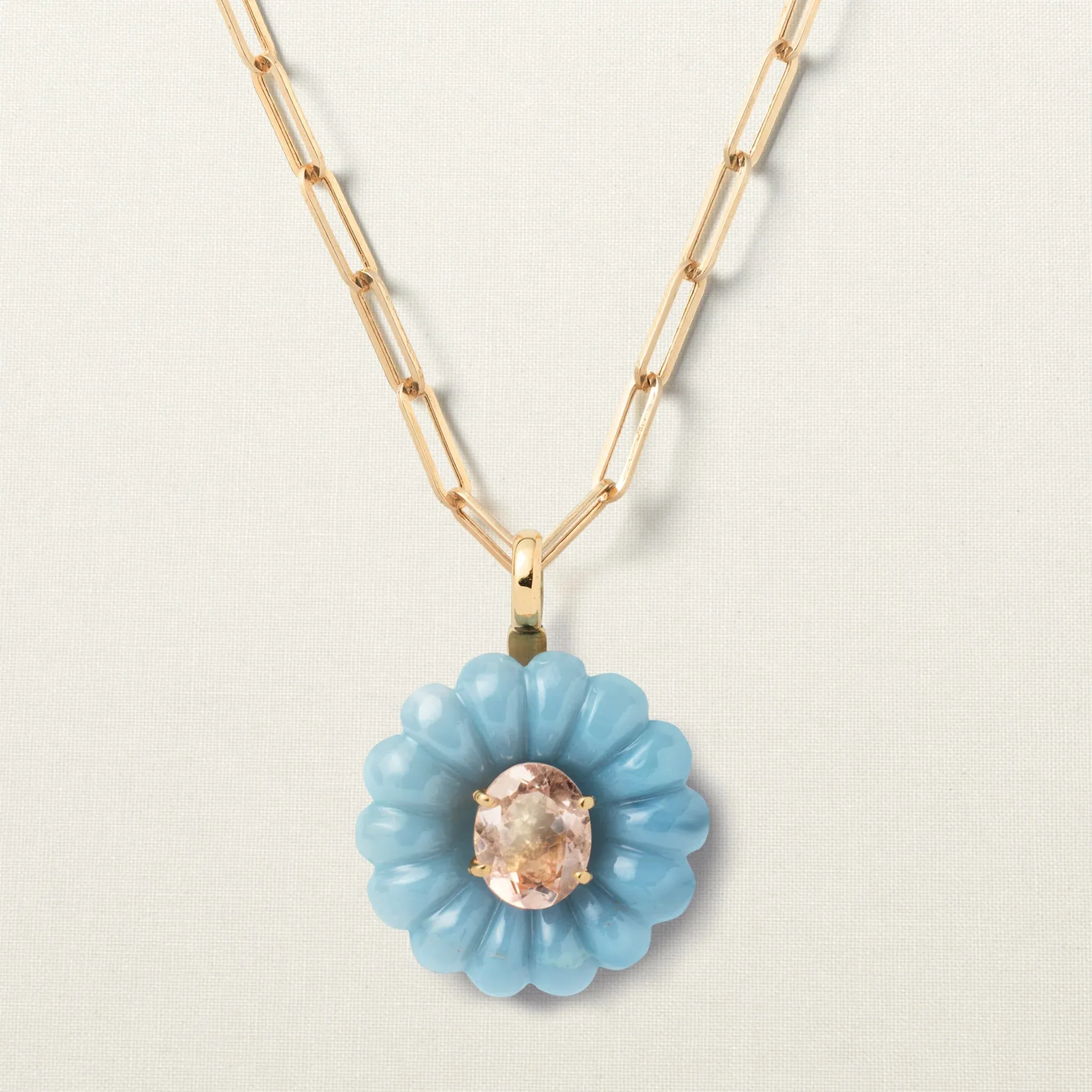 Hura Pendant Blue Opal Morganite