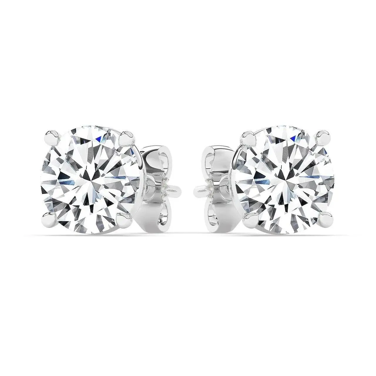IGI, F/VS1, 4 CT Solitaire Lab-Grown Round Diamond Studs Earring, 950 Platinum
