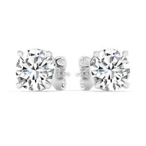 IGI, F/VS1, 4 CT Solitaire Lab-Grown Round Diamond Studs Earring, 950 Platinum