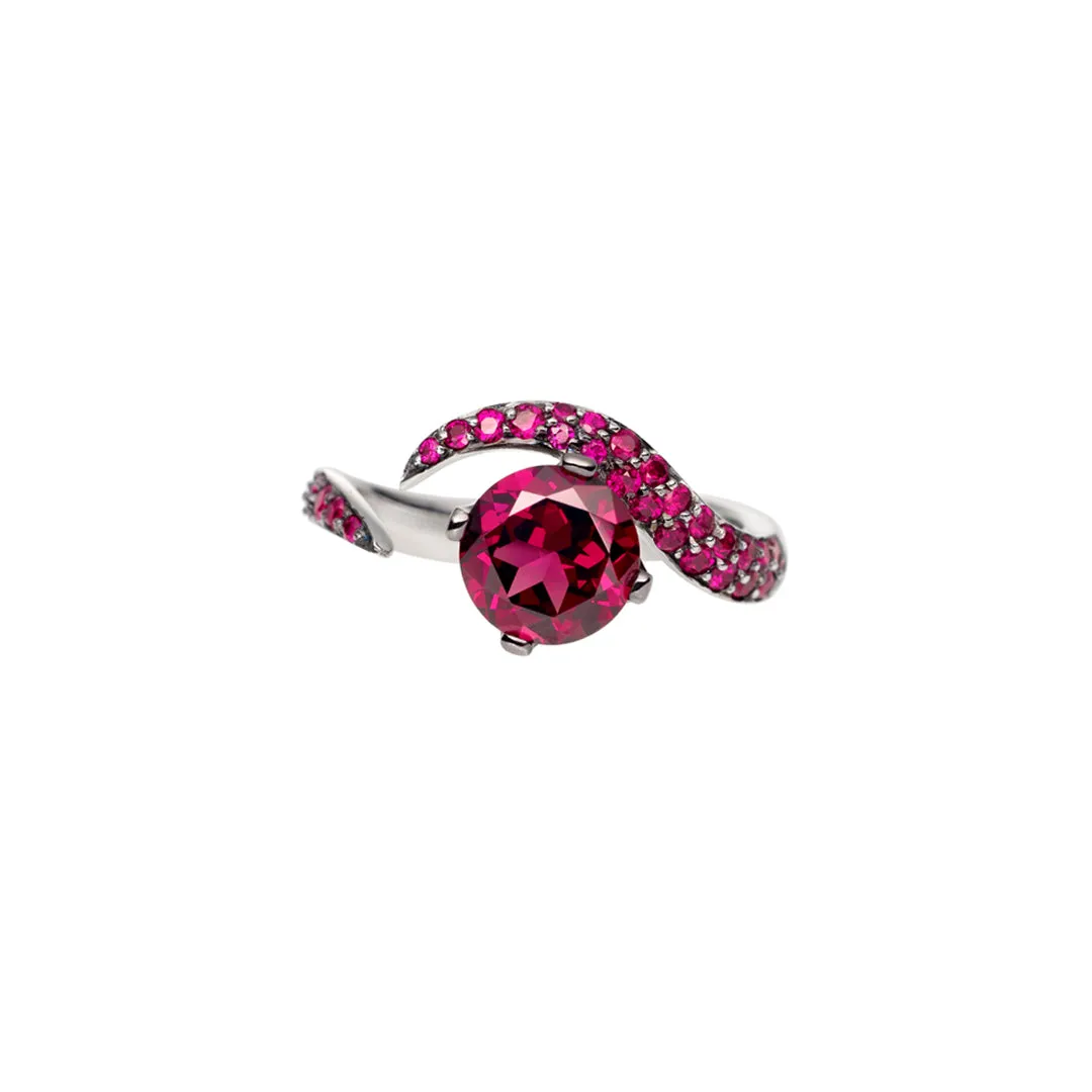 Interlocking Aurora Ring - 18ct White Gold & 2.20ct Rhodalite
