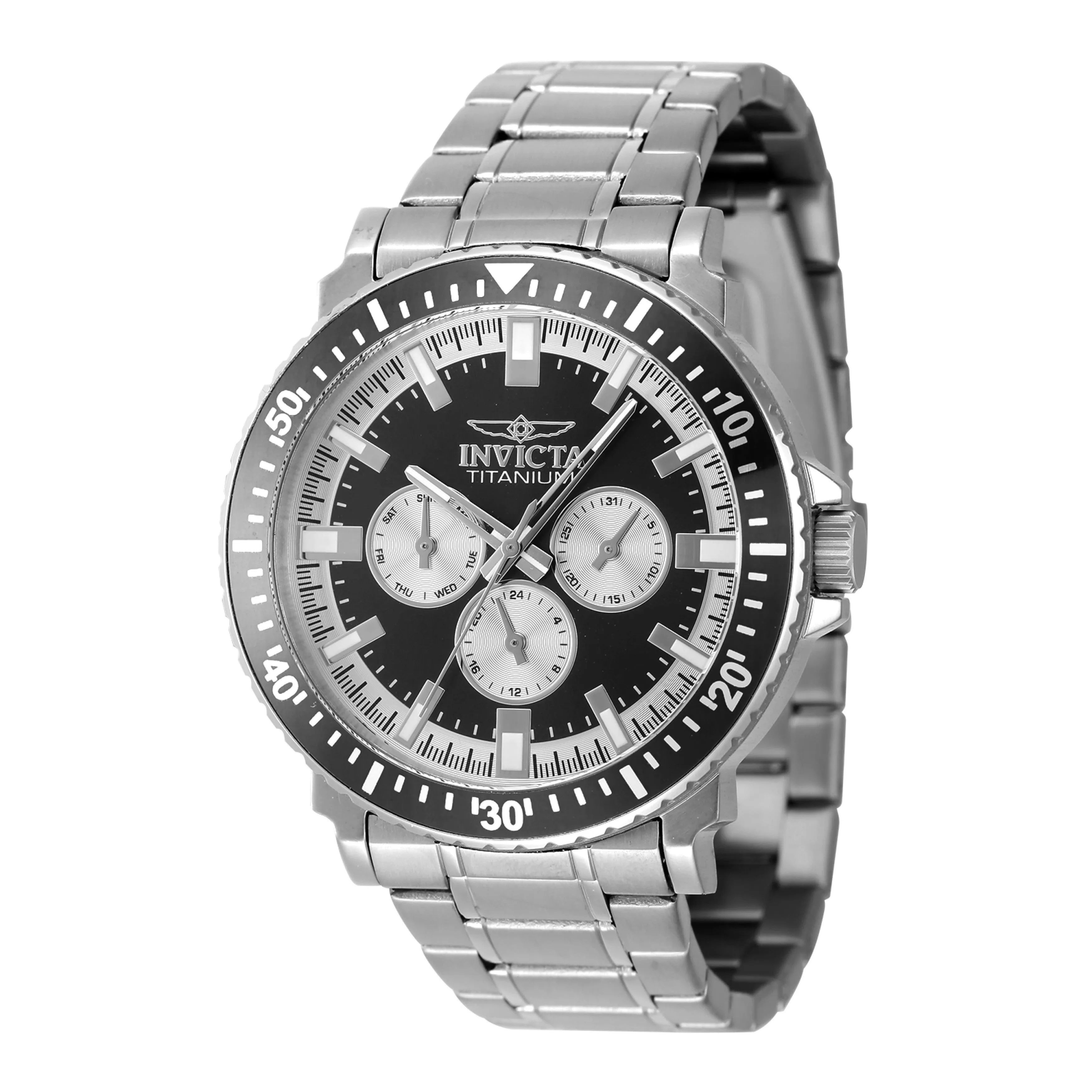 Invicta Stainless Steel Analogue Black Dial, Band Color Silver Men's Watch-47513
