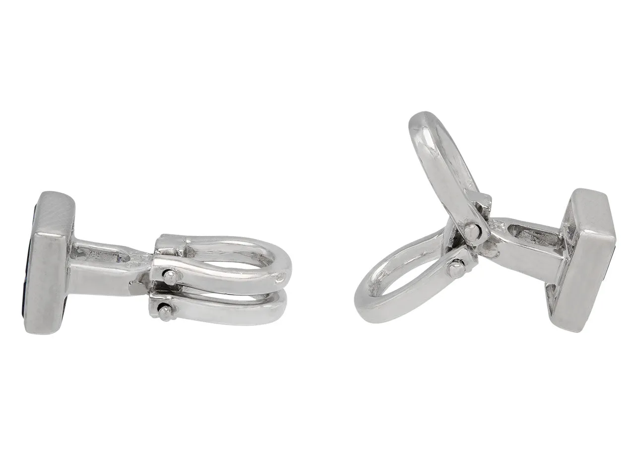Invisibly-set Sapphire and Diamond Men's Dress Set in Platinum and 18K White Gold