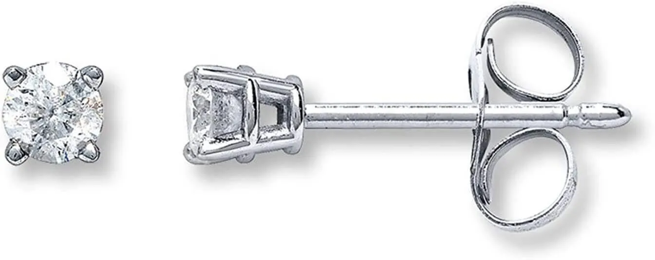 JewelMore 14K Gold Round Cut Diamond Studs