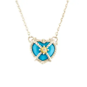 Judith Ripka Rhapsody Turqouise & Diamond Heart Necklace