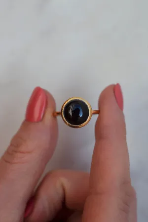 Juno Round Black Spinel Solitaire Ring