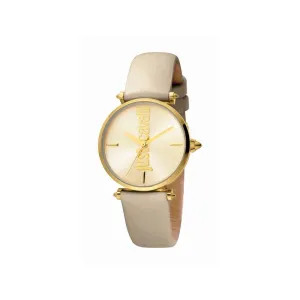 Just Cavalli LadiesÂ¬â€ Watches With Ip Gold Case & Beige Leather Strap