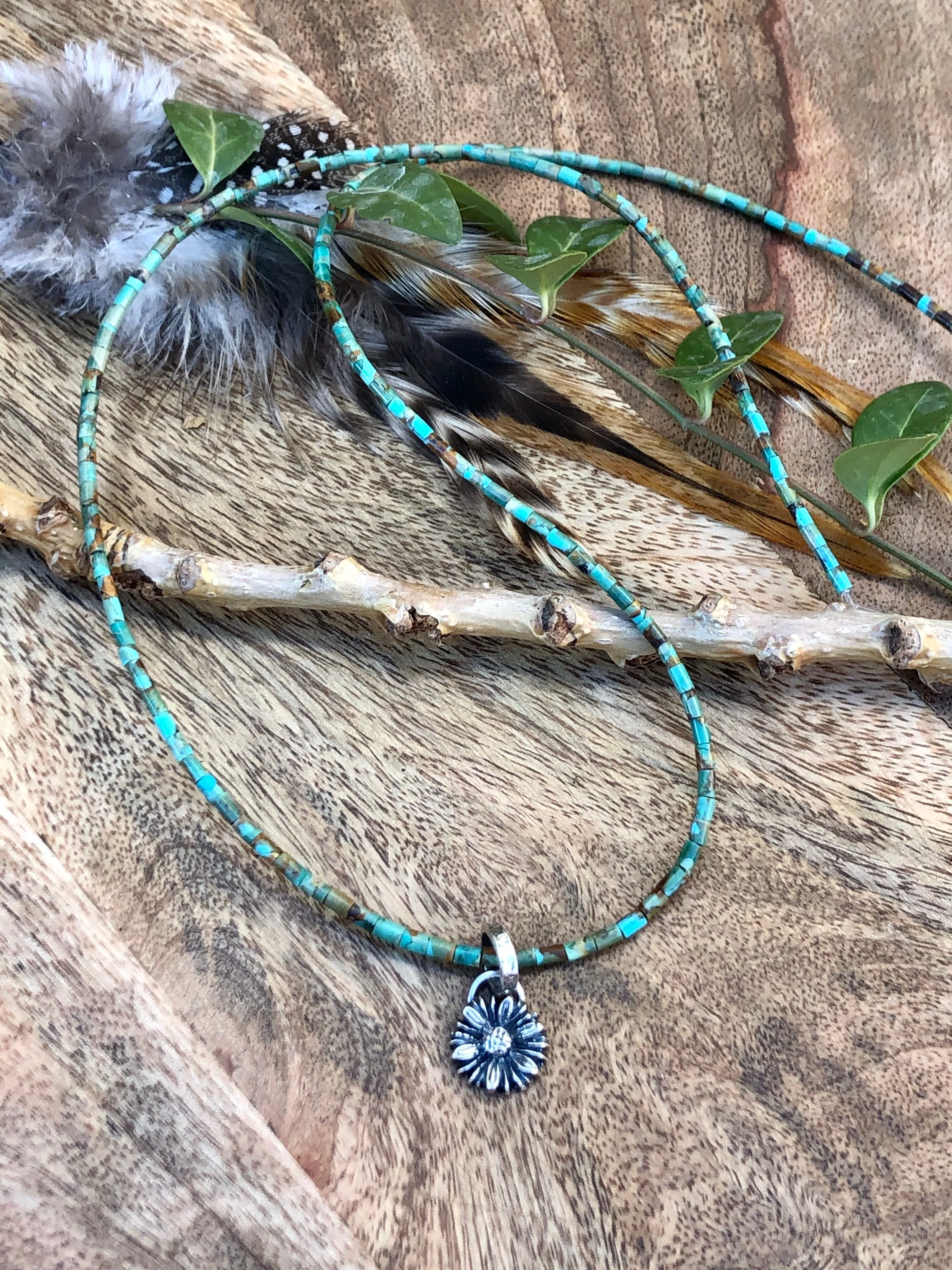 Kingman wildflower Hand cast sterling necklace