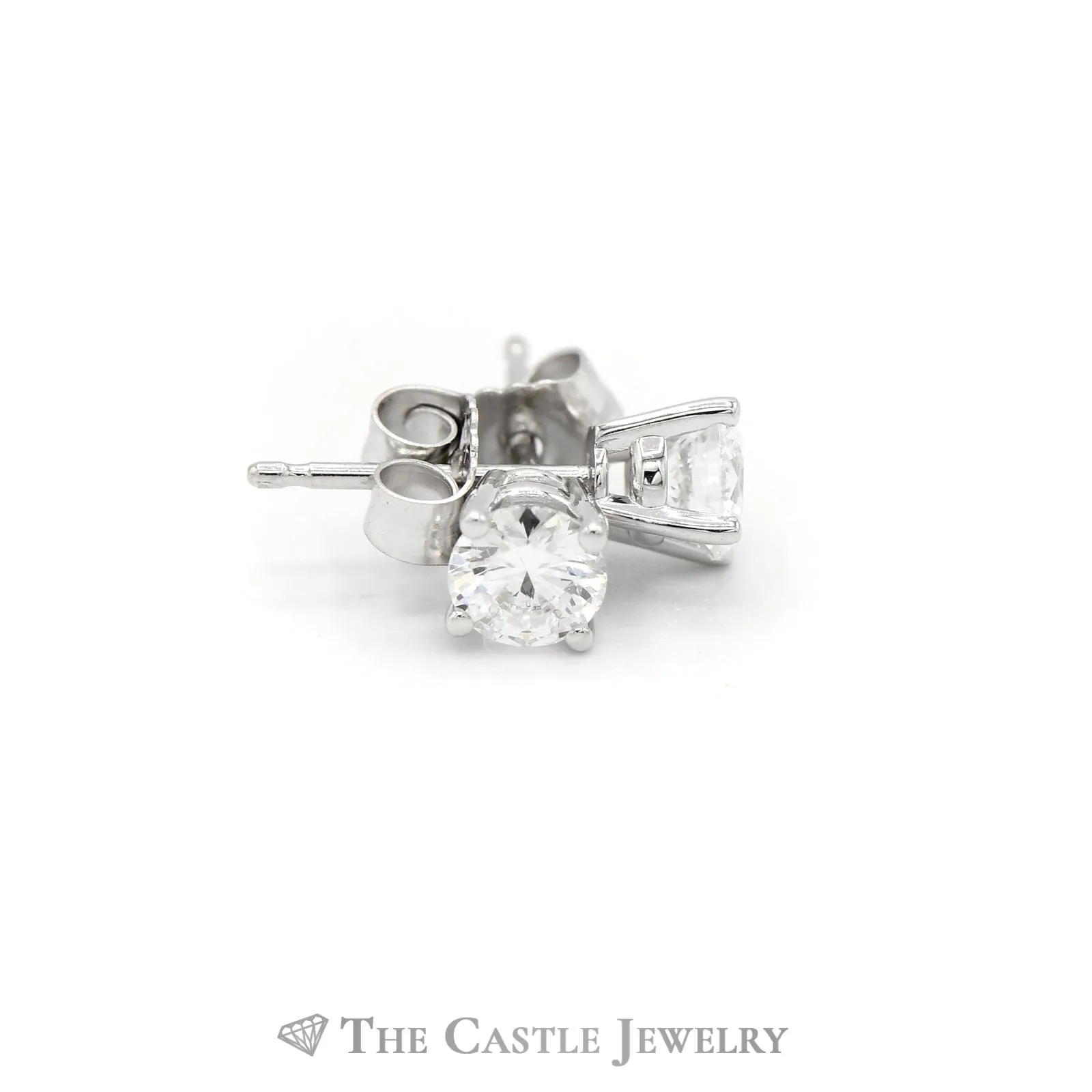 Lab Grown .50CTTW Round Diamond Studs in 14KT White Gold