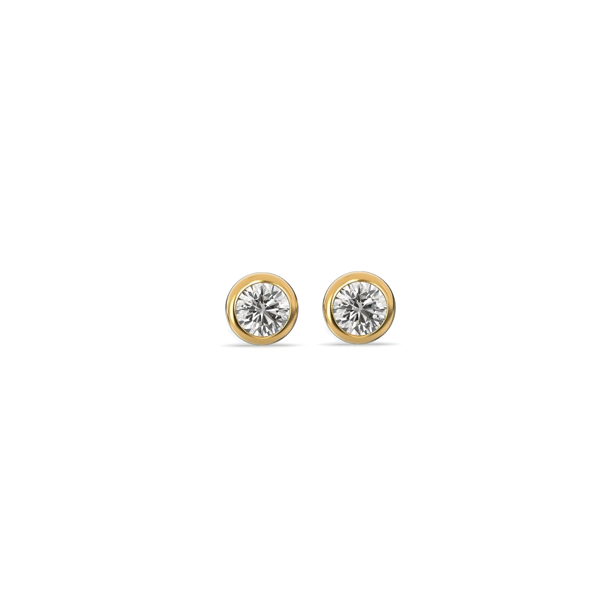 Lab YG Bezel Set Diamond Stud Earrings 0.22ct.