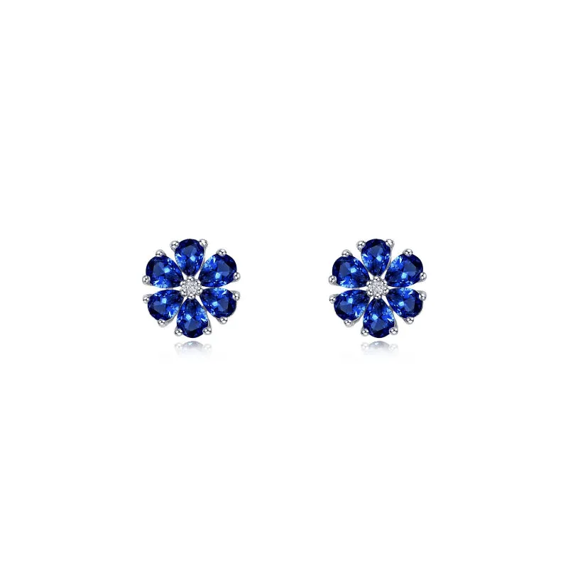 Lafonn Fancy Lab-Grown Sapphire Flower Stud Earrings