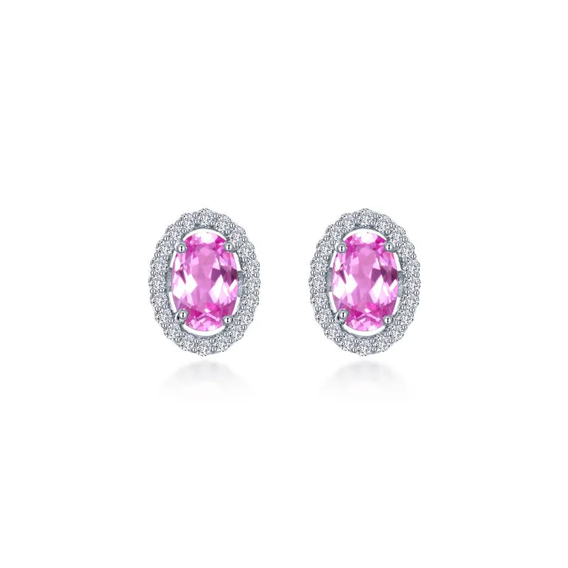 Lafonn Fancy Lab-Grown Sapphire Halo Stud Earrings
