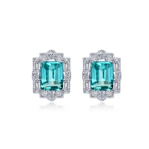 Lafonn Fancy Lab-Grown Sapphire Halo Stud Earrings