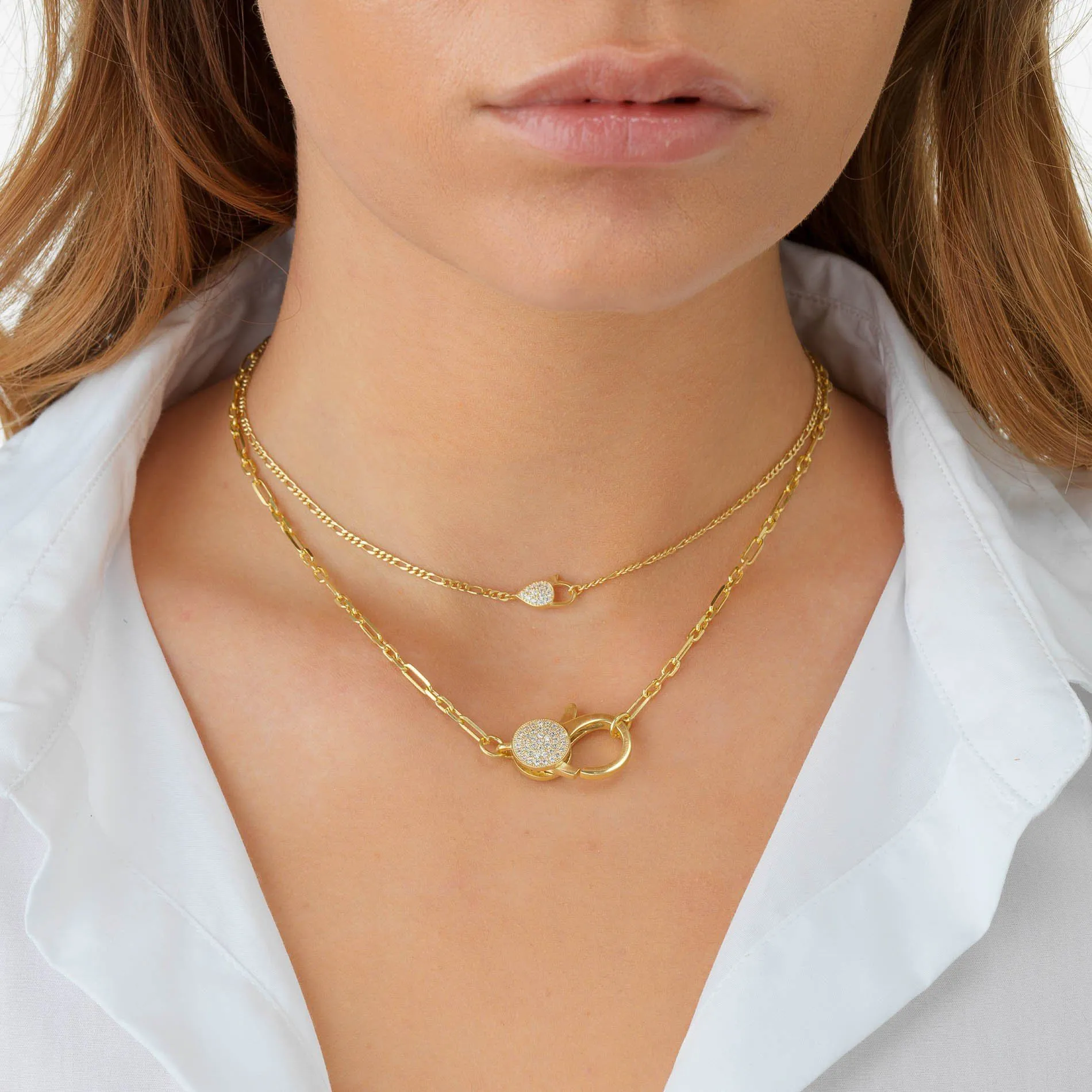 Large CZ Clasp Necklace