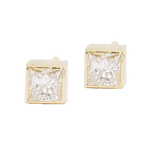 Large Square Diamond Stud Earrings