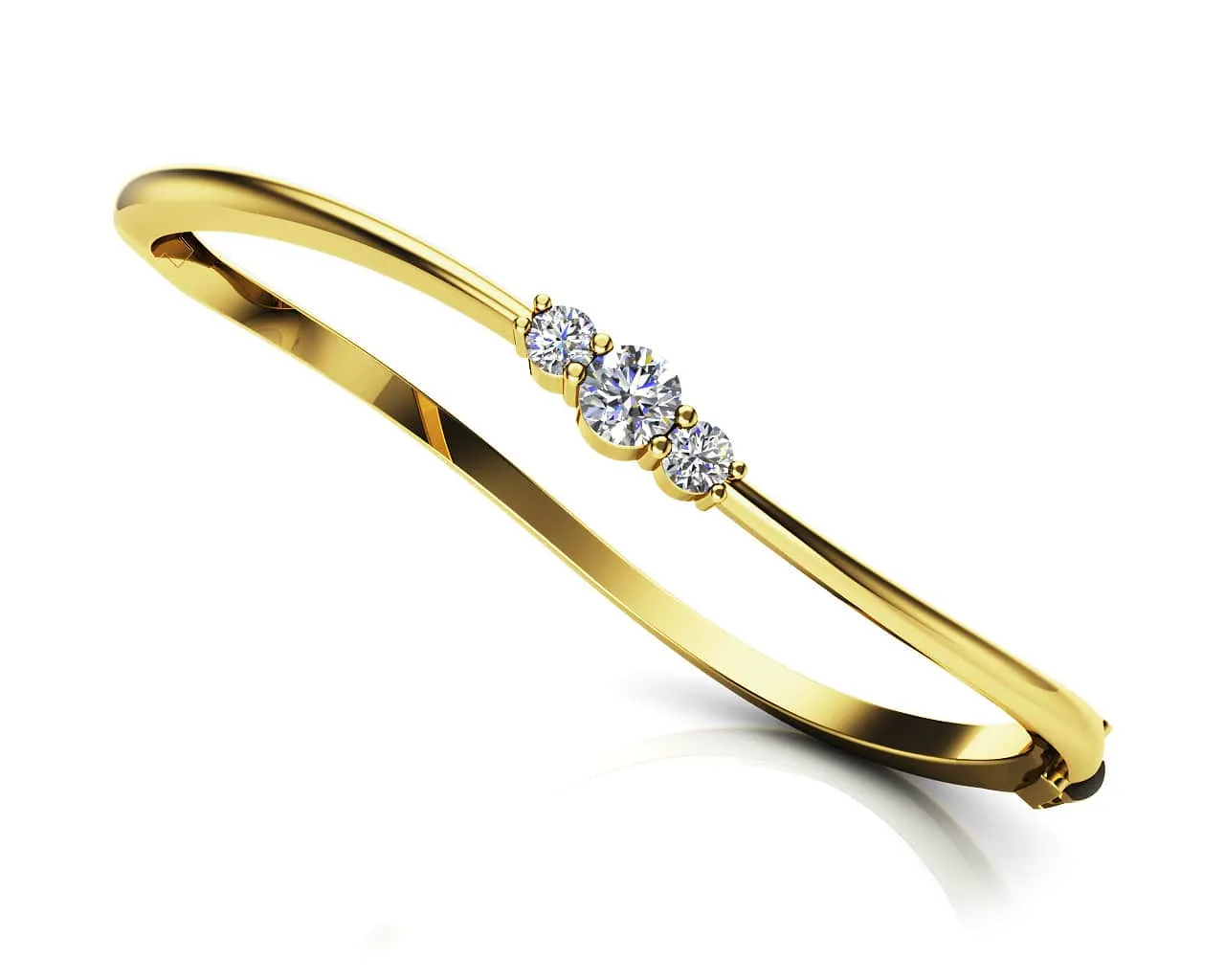 Legendary Curved Lab-Grown Diamond Bangle with 0.50 ct.(finished) 3mm, 4.2mm