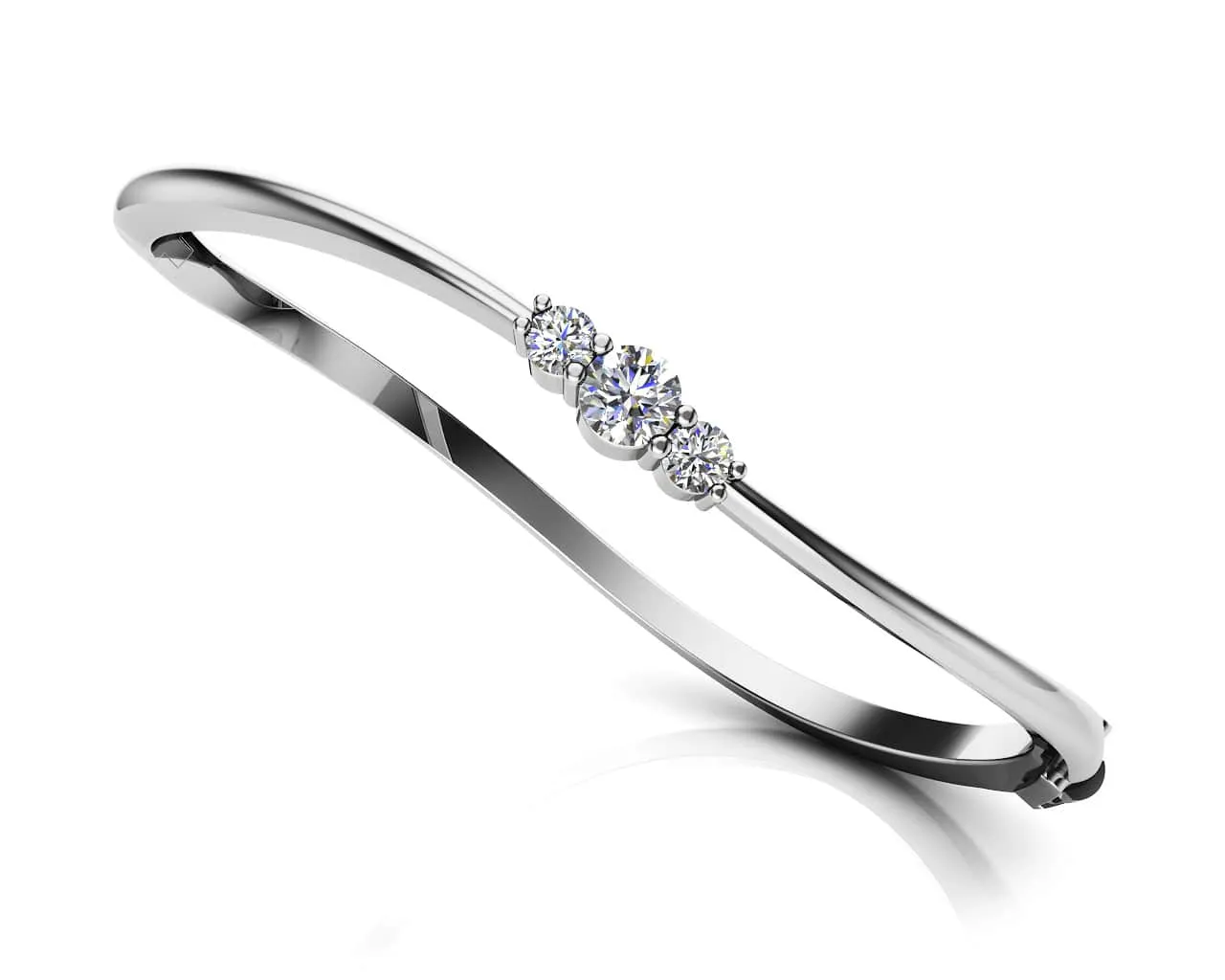 Legendary Curved Lab-Grown Diamond Bangle with 0.50 ct.(finished) 3mm, 4.2mm