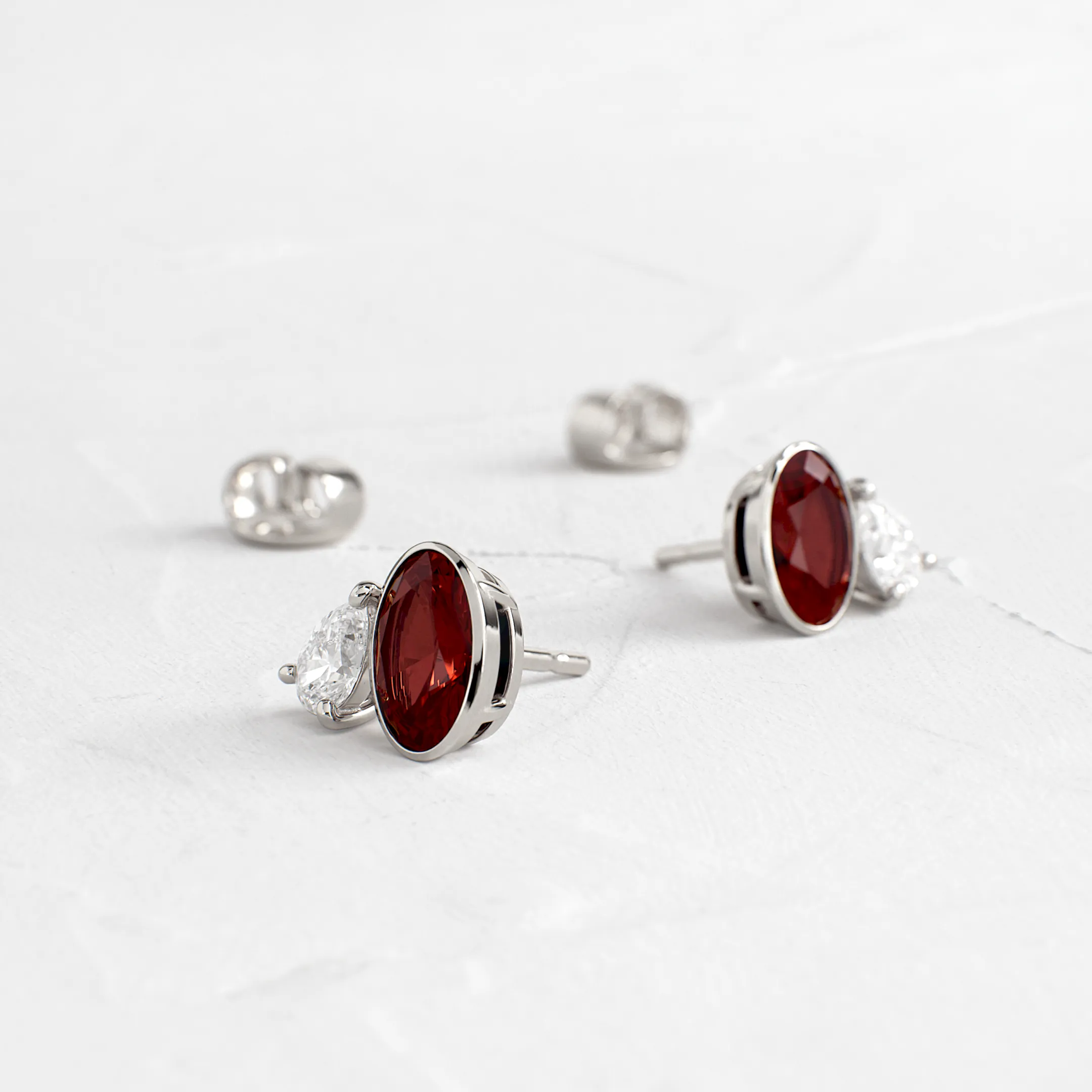 Littlefall Studs in Red Garnet