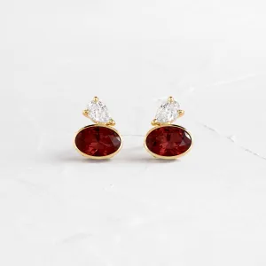 Littlefall Studs in Red Garnet