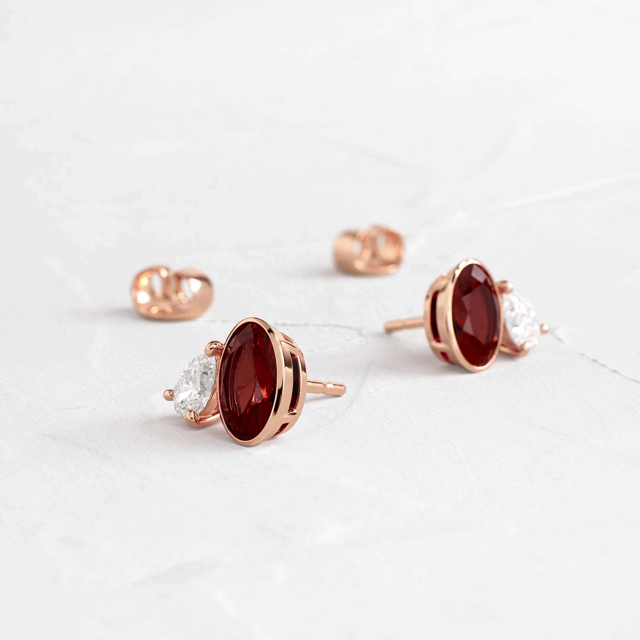 Littlefall Studs in Red Garnet