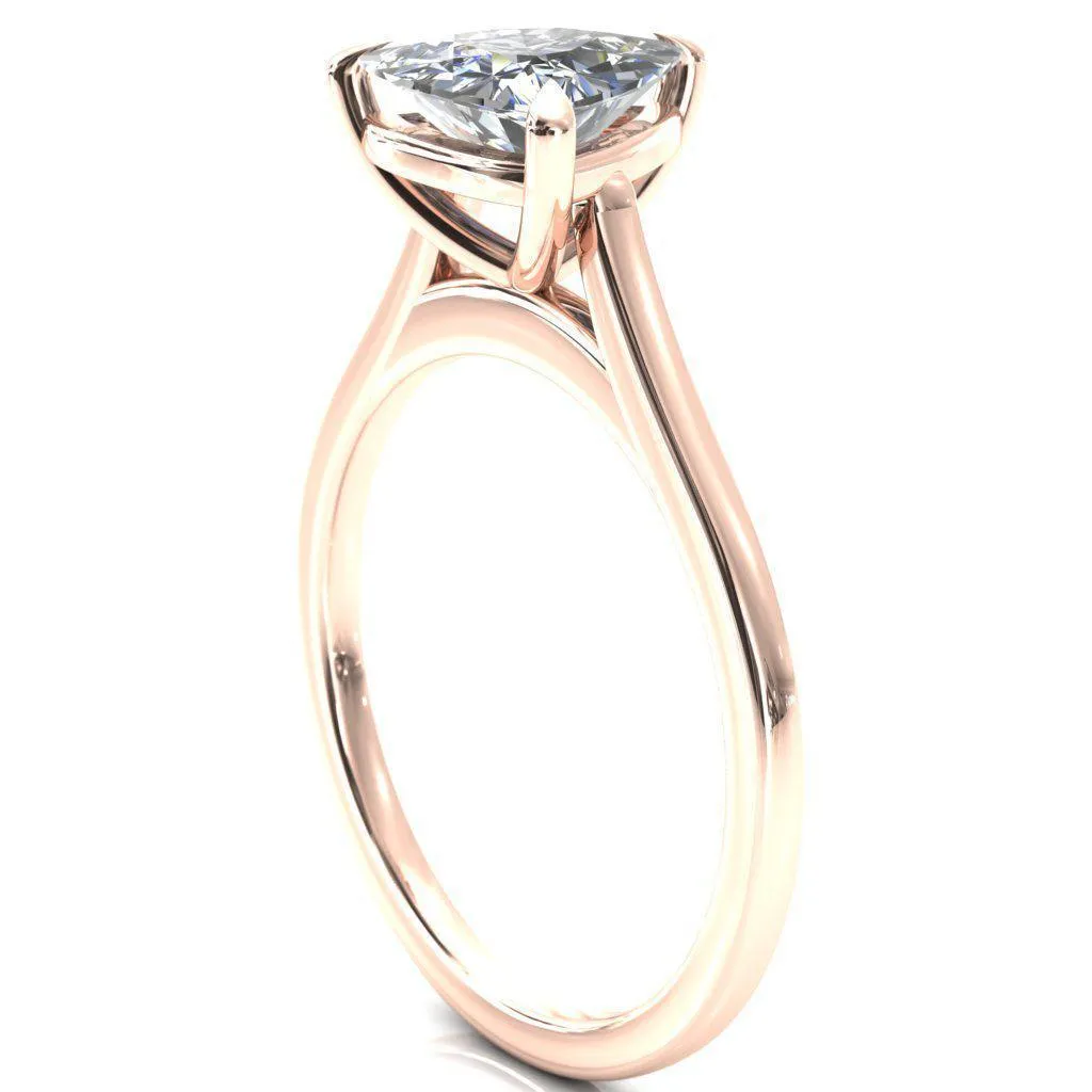 Lizzy Trillion Moissanite 3 Claw Prong Cathedral Engagement Ring