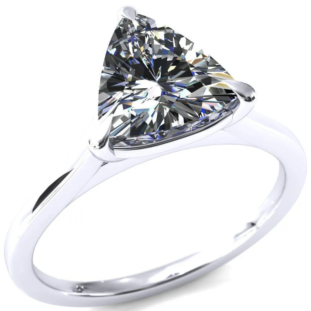 Lizzy Trillion Moissanite 3 Claw Prong Cathedral Engagement Ring