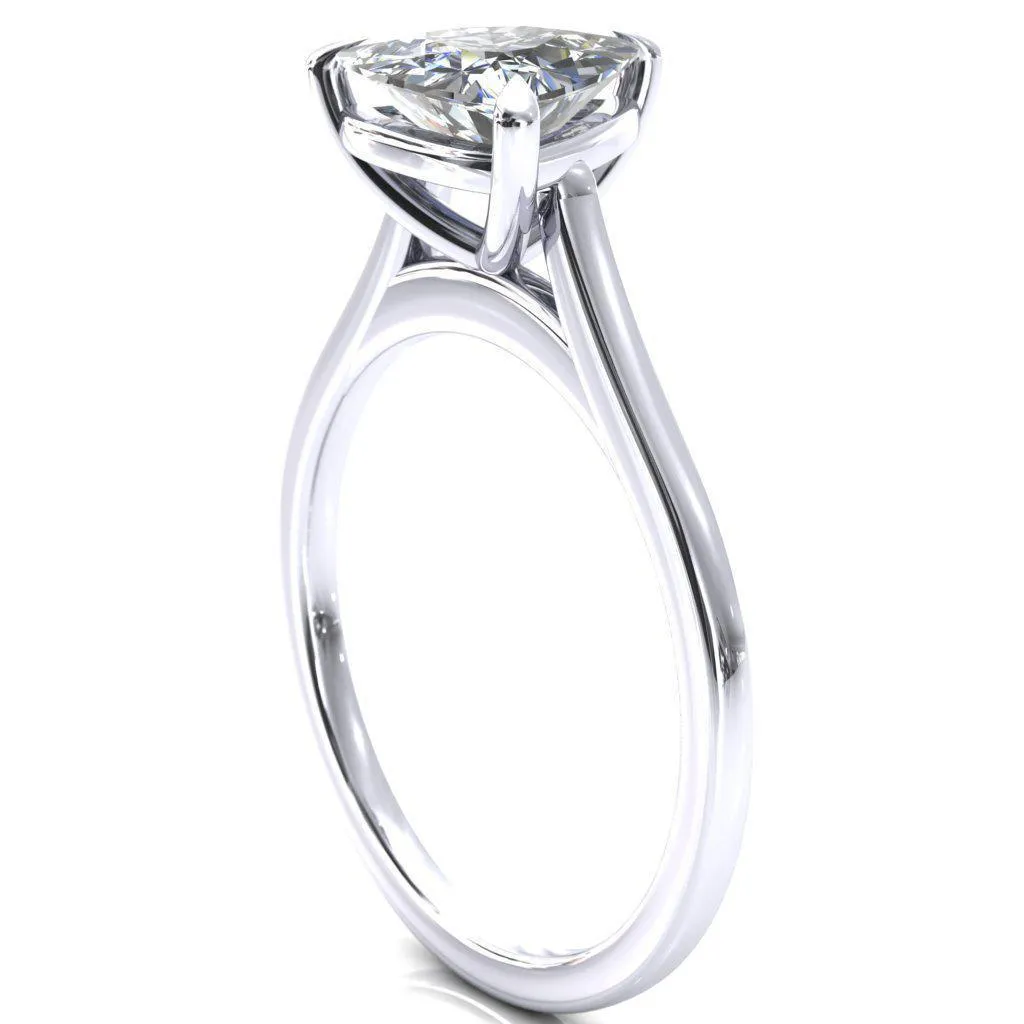 Lizzy Trillion Moissanite 3 Claw Prong Cathedral Engagement Ring