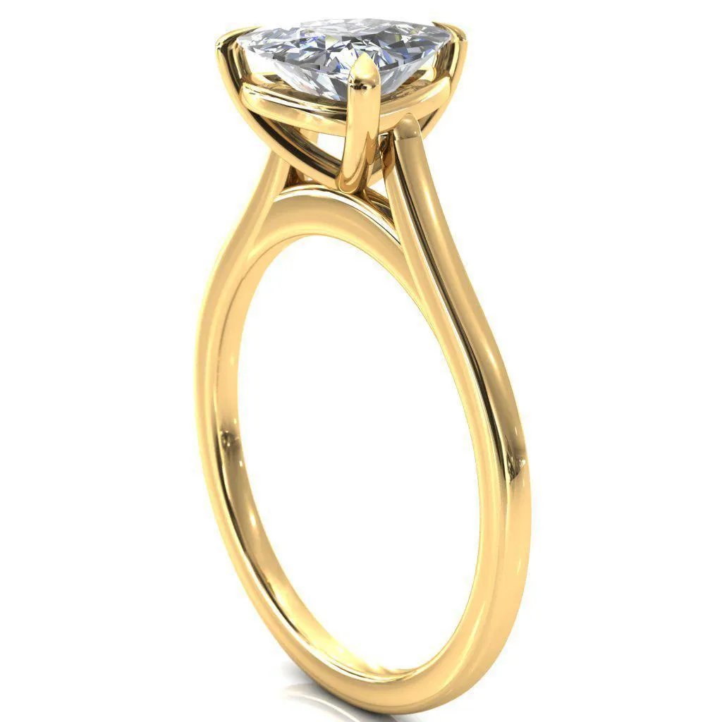 Lizzy Trillion Moissanite 3 Claw Prong Cathedral Engagement Ring