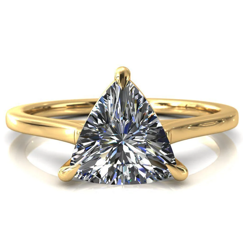 Lizzy Trillion Moissanite 3 Claw Prong Cathedral Engagement Ring
