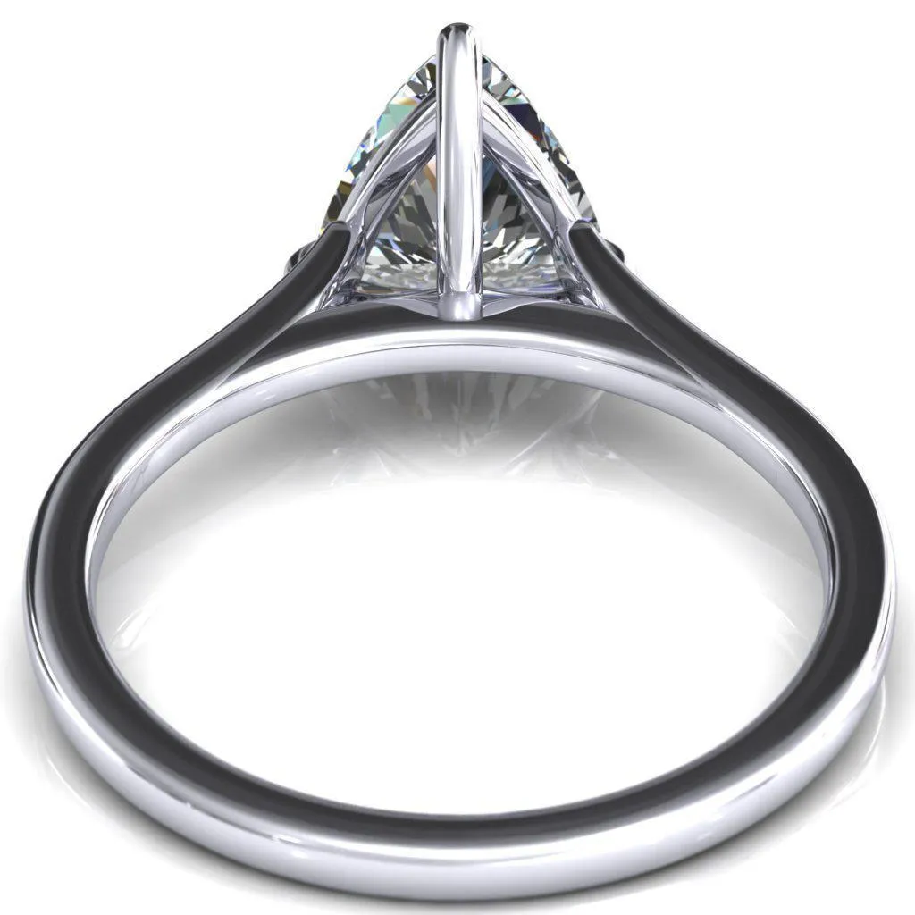Lizzy Trillion Moissanite 3 Claw Prong Cathedral Engagement Ring
