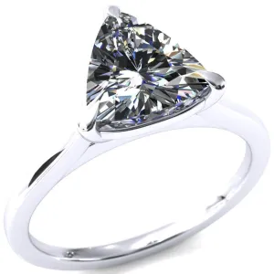 Lizzy Trillion Moissanite 3 Claw Prong Cathedral Engagement Ring