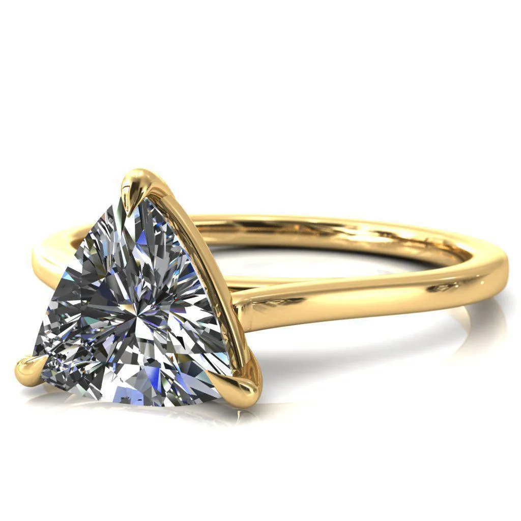 Lizzy Trillion Moissanite 3 Claw Prong Cathedral Engagement Ring