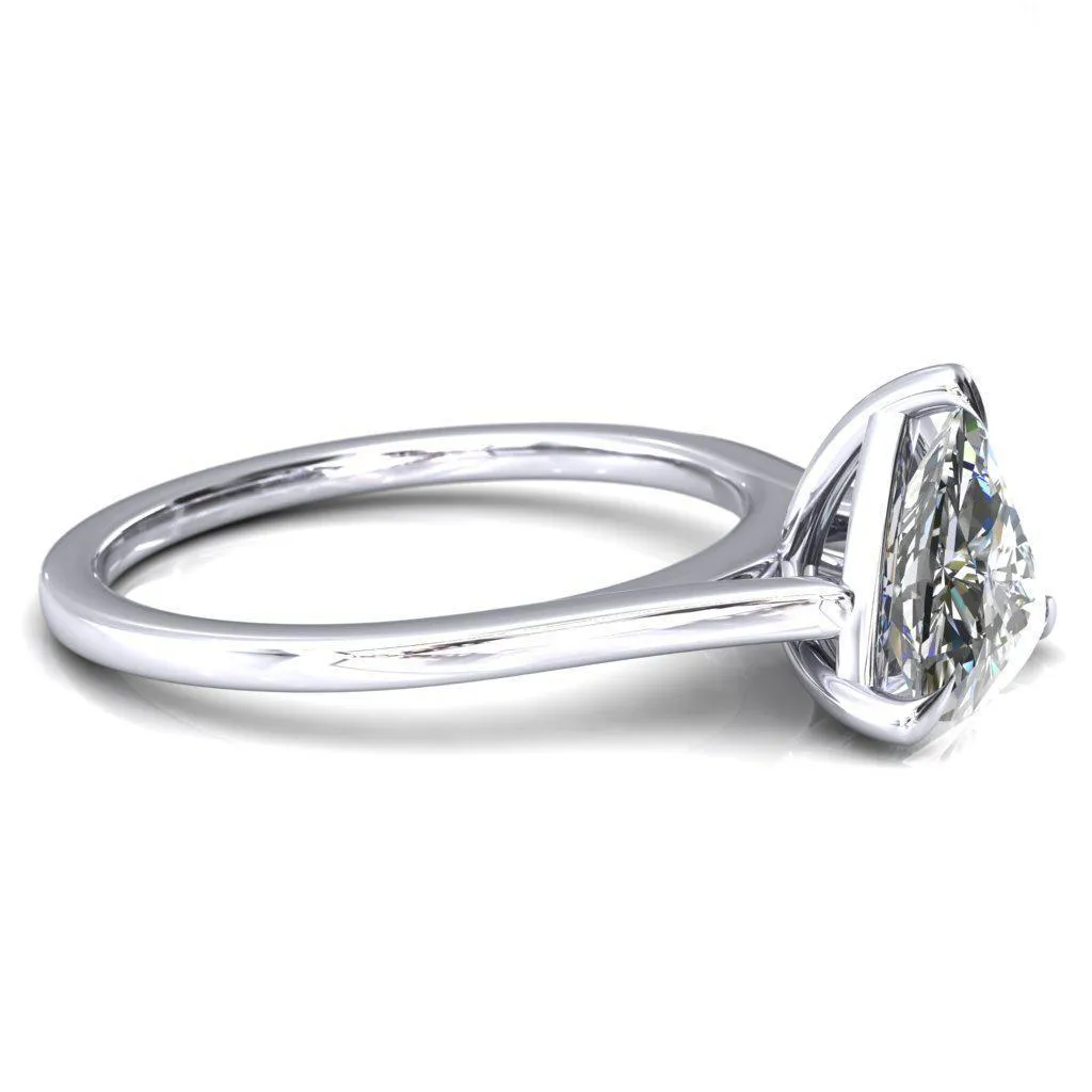 Lizzy Trillion Moissanite 3 Claw Prong Cathedral Engagement Ring