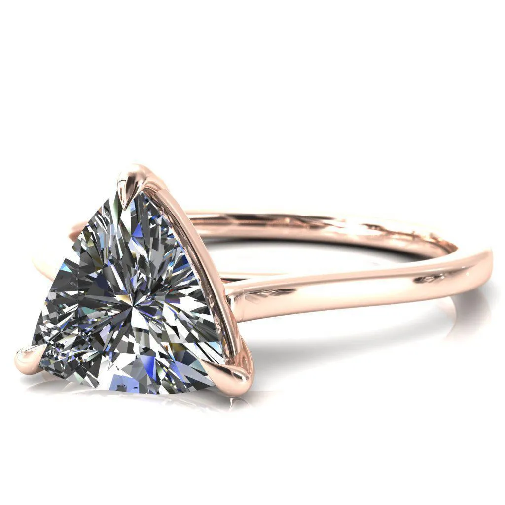 Lizzy Trillion Moissanite 3 Claw Prong Cathedral Engagement Ring