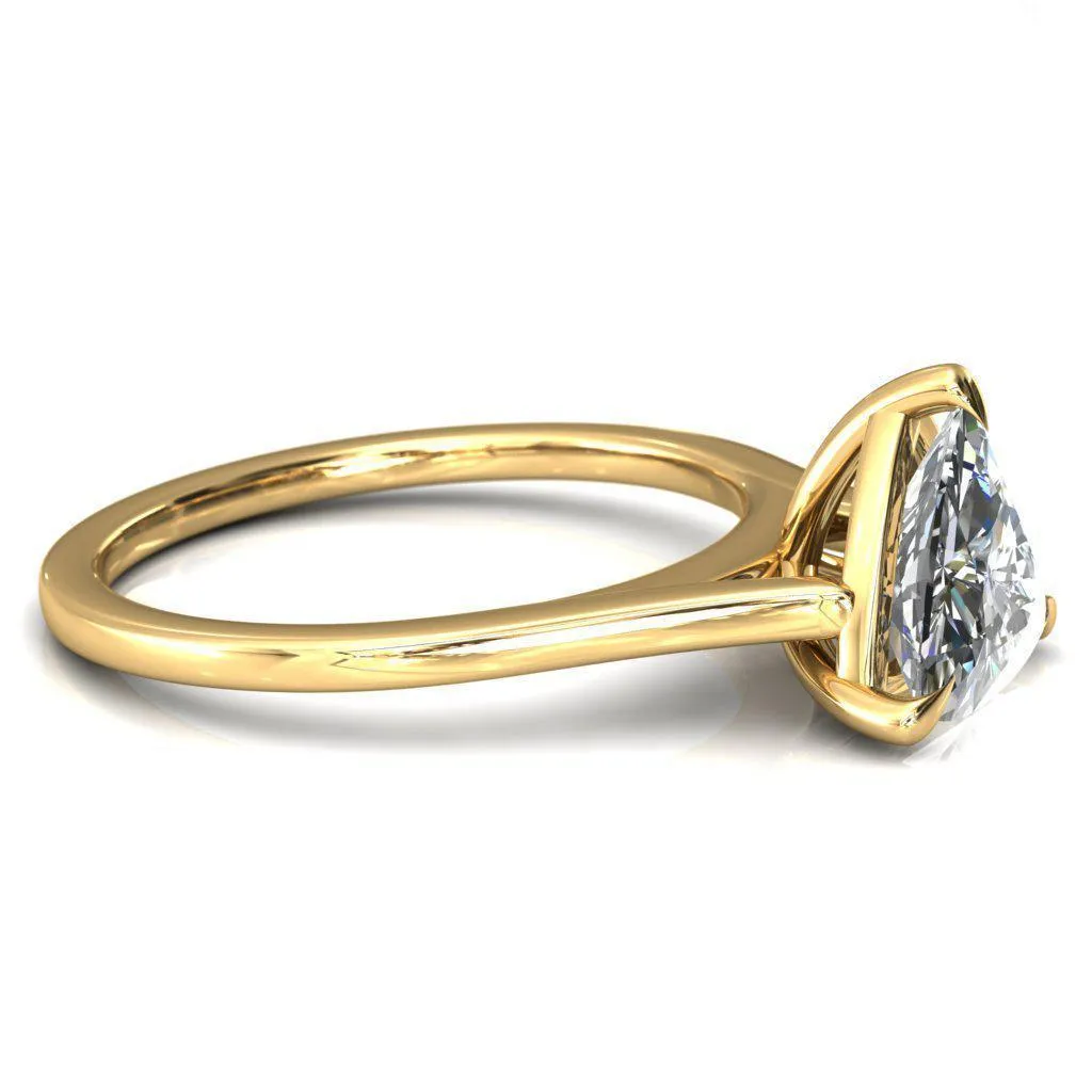 Lizzy Trillion Moissanite 3 Claw Prong Cathedral Engagement Ring