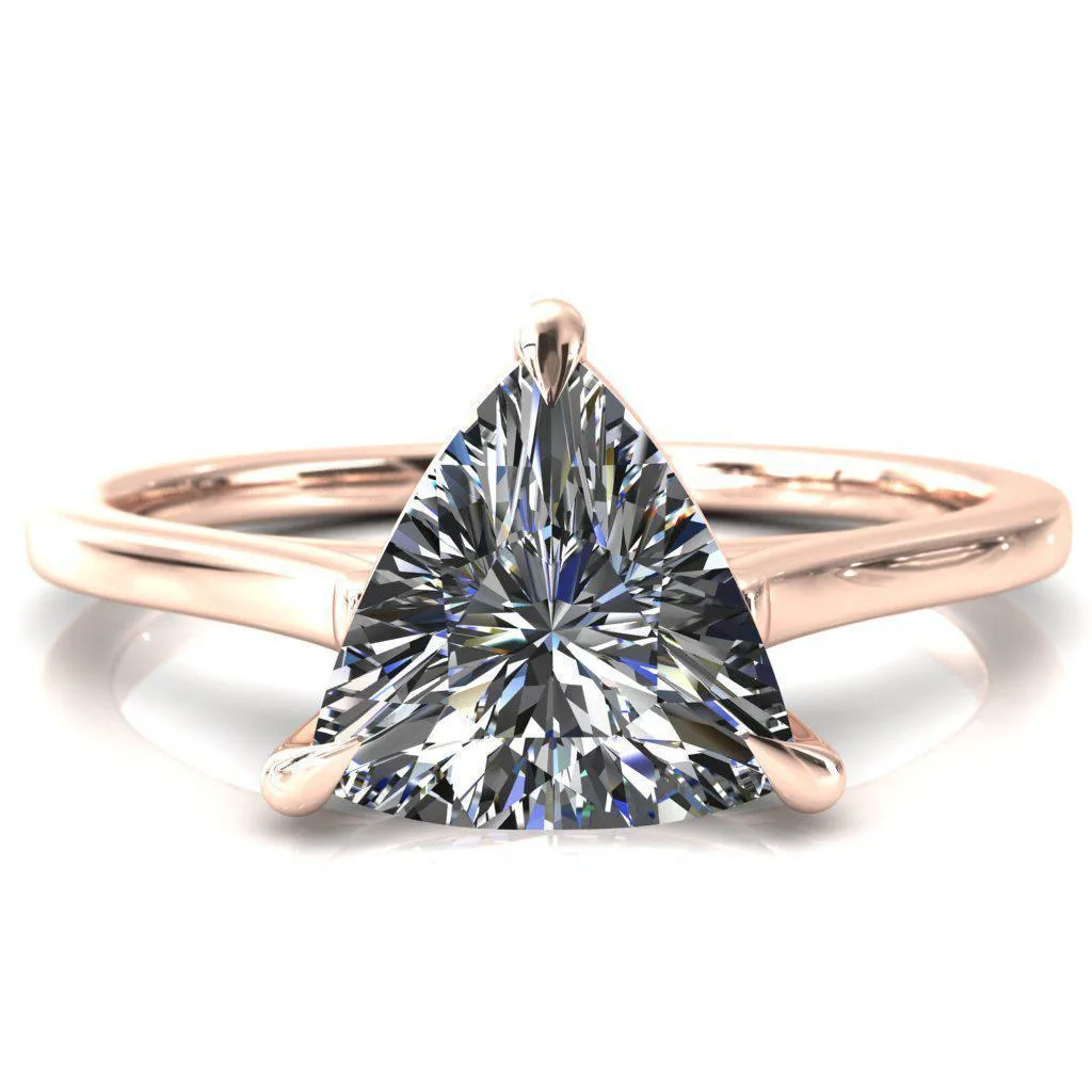 Lizzy Trillion Moissanite 3 Claw Prong Cathedral Engagement Ring