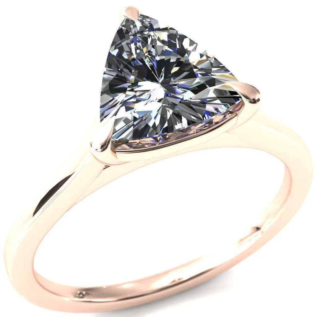 Lizzy Trillion Moissanite 3 Claw Prong Cathedral Engagement Ring