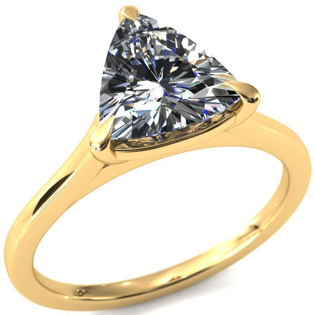 Lizzy Trillion Moissanite 3 Claw Prong Cathedral Engagement Ring