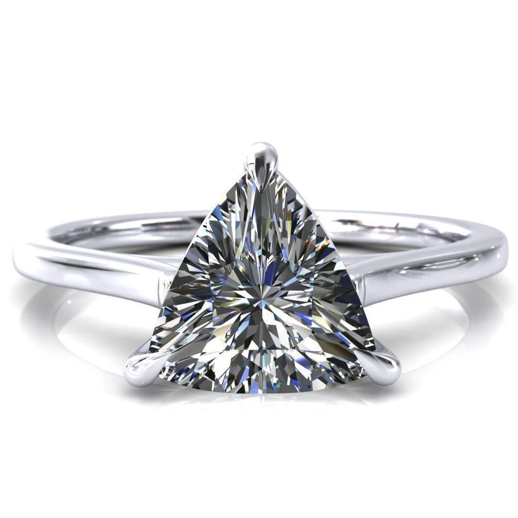 Lizzy Trillion Moissanite 3 Claw Prong Cathedral Engagement Ring