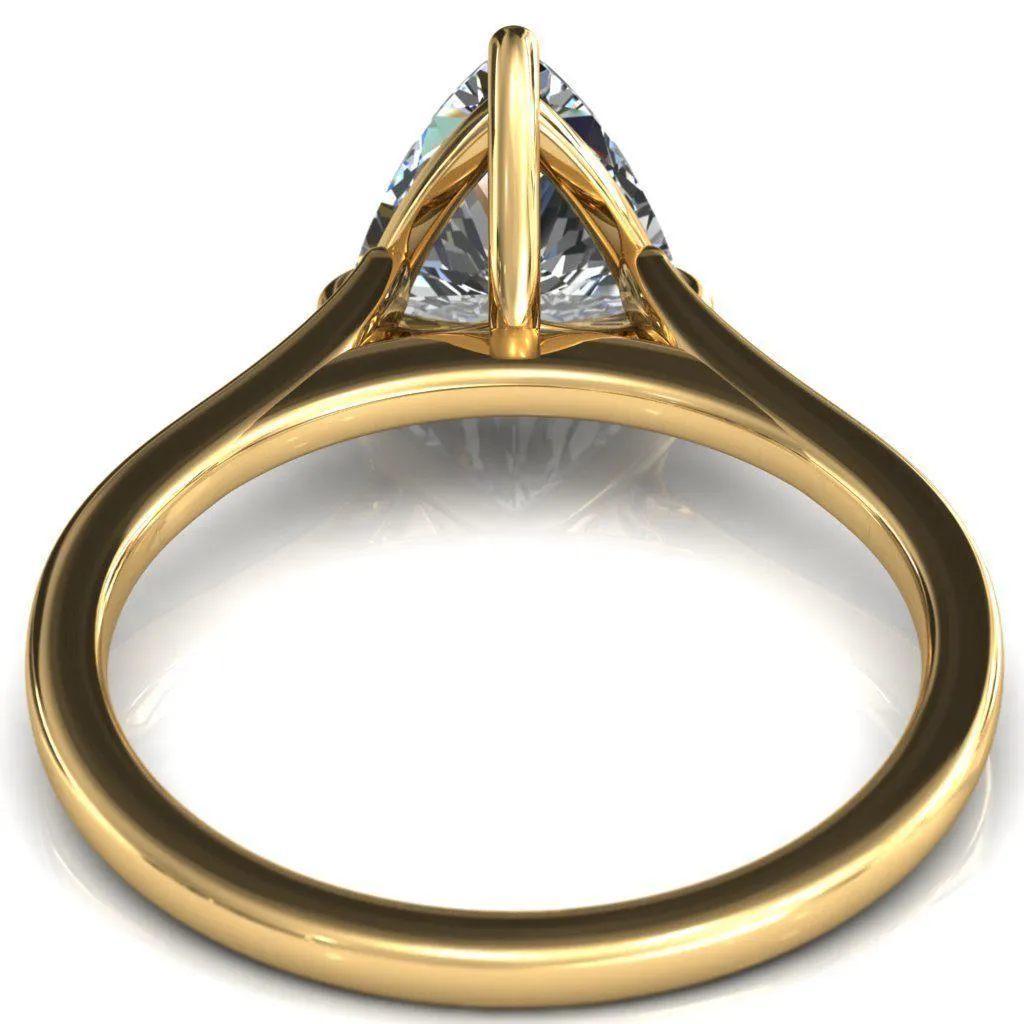 Lizzy Trillion Moissanite 3 Claw Prong Cathedral Engagement Ring