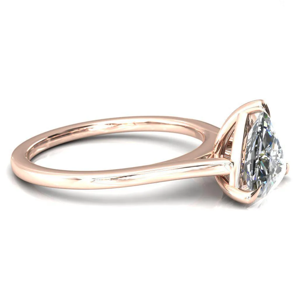 Lizzy Trillion Moissanite 3 Claw Prong Cathedral Engagement Ring