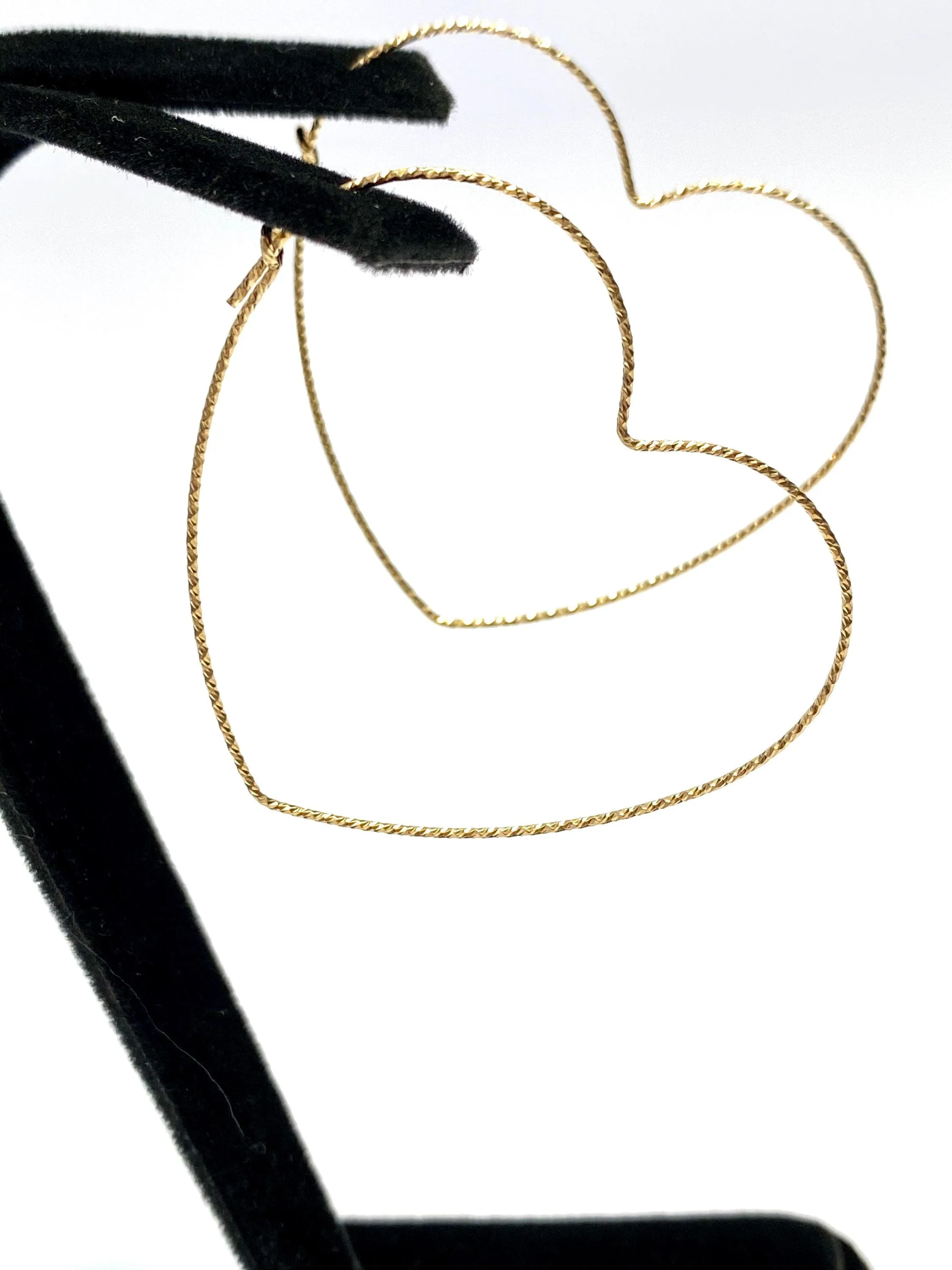 Lovely Sprinkle Heart Shaped Beading Hoop Earrings (14KGF) 14k gold filled sku 4011810HP1