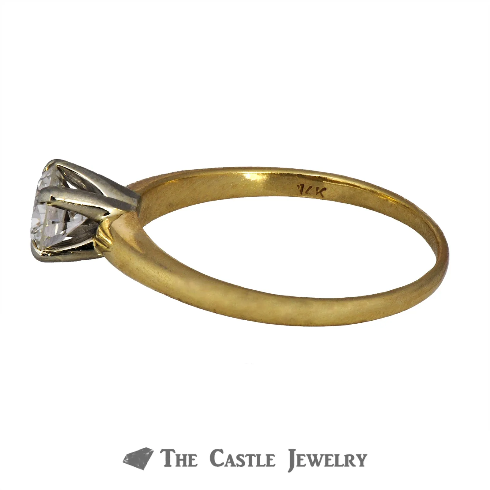 Low Profile Round Diamond Engagement Ring .55ct SI1/H in 14K Gold