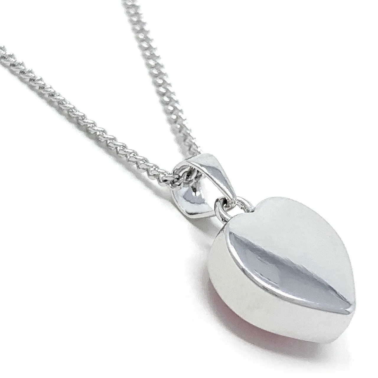 Lucia Pendant Necklace with Pink Light Rose Heart Crystals from Swarovski Silver Toned Rhodium Plated