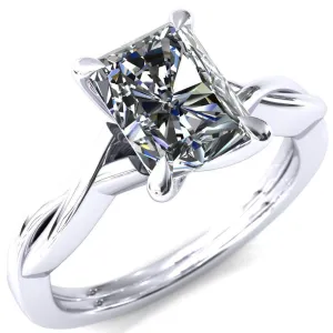 Lucia Radiant Moissanite 4 Claw Prong 1/2 Infinity Solitaire Ring Engagement Ring