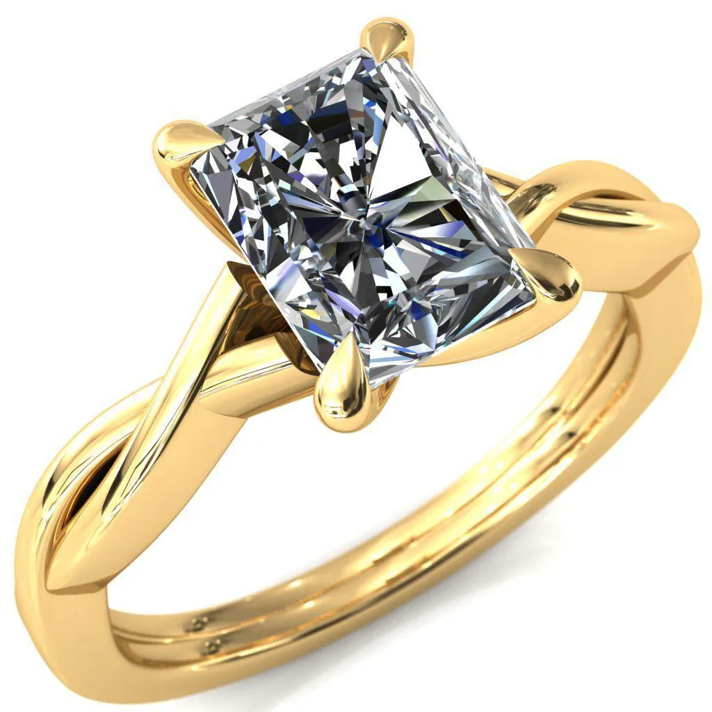 Lucia Radiant Moissanite 4 Claw Prong 1/2 Infinity Solitaire Ring Engagement Ring